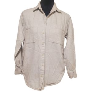 Madewell Small Shacket light grey button up flannel with pockets